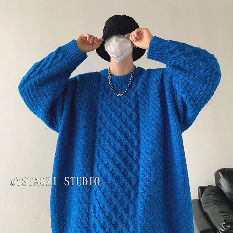 Hàng Mới Về Mới Áo Len Cotton Dệt Kim Thiết Kế Dây Cáp Cảm Giác Retro Nhật Bản Mùa Đông Cho Cặp Đôi