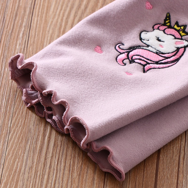 Quần legging cotton nỉ thu đông hãng Mamdadkid cho bé gái thêu ngựa Pony