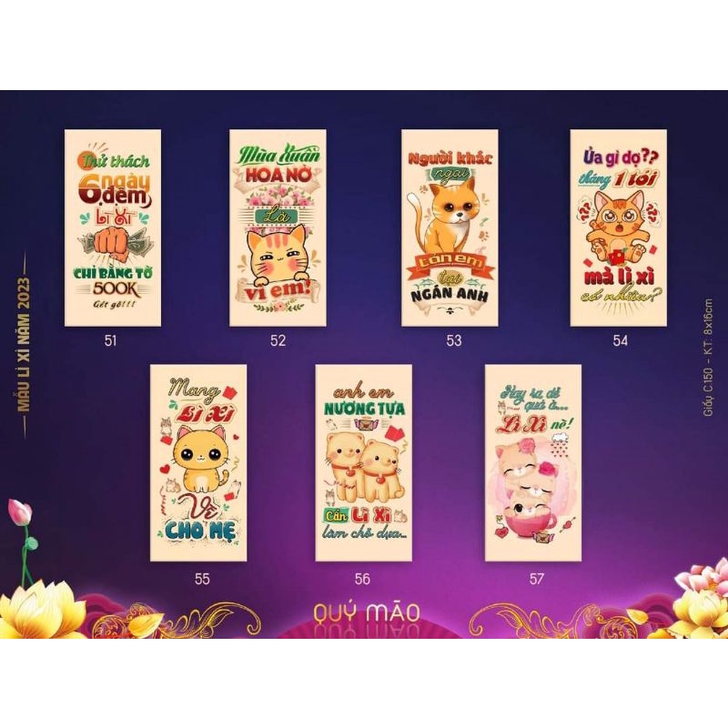 Xưởng sỉ bao lì xì 2023 - li xi Tết giá rẻ ( mẫu 41 - 66 )