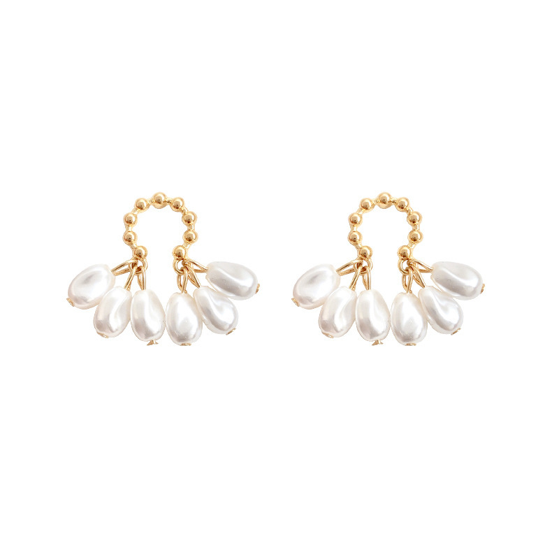 Bông Tai Hình Học Đính Ngọc Trai Phong Cách vintage Hàn Quốc Cho Nữ