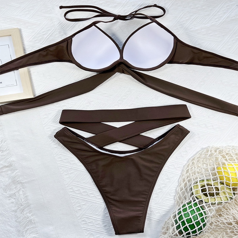 Bikini 2 Mảnh Lưng Cao Màu Sắc Gợi Cảm