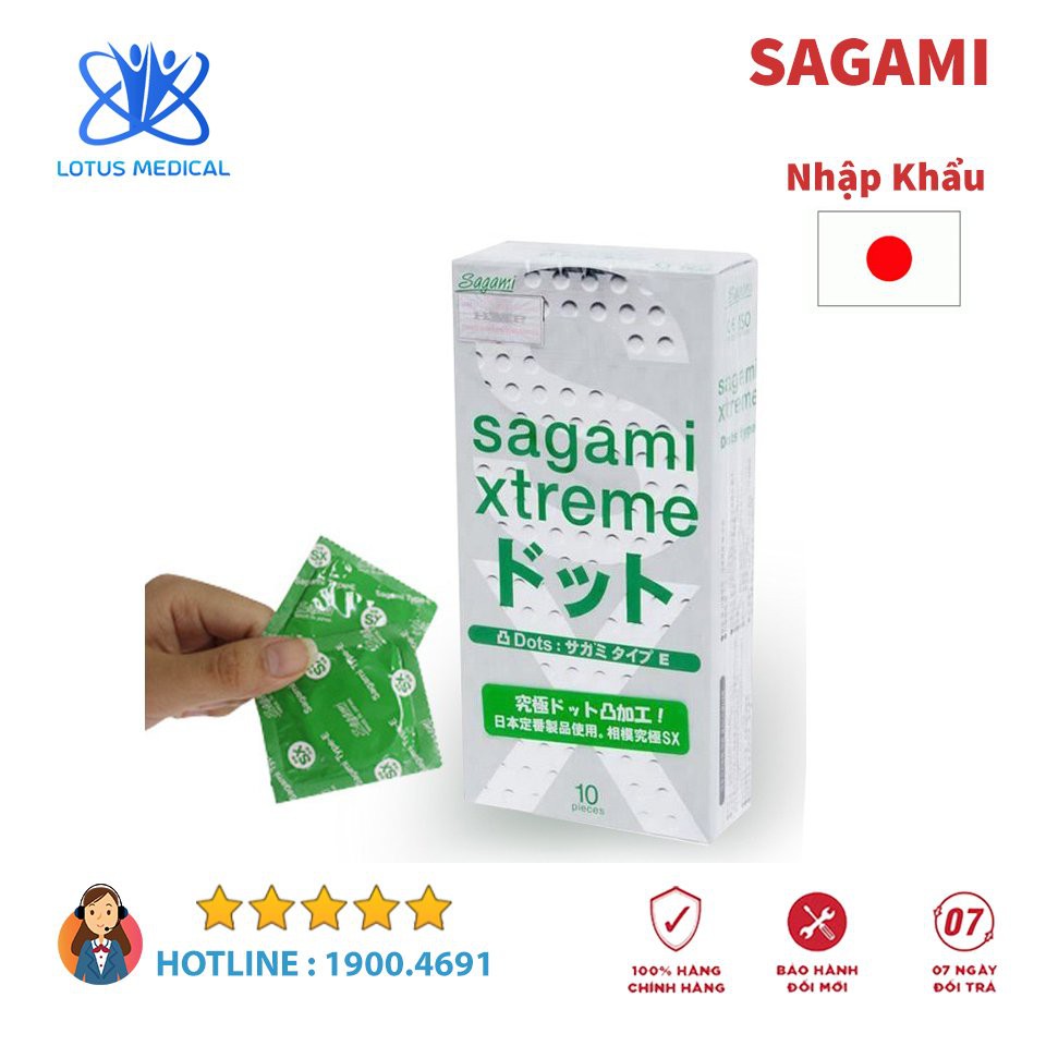 [CHÍNH HÃNG] Hộp 10c bao cao su Gân gai Sagami Extreme White BCSS001