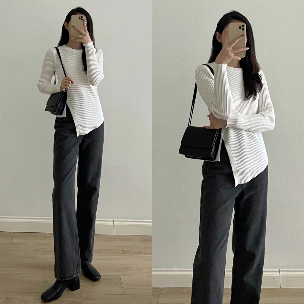 Áo len vân dọc cúc chéo thân _ A0316 | BigBuy360 - bigbuy360.vn