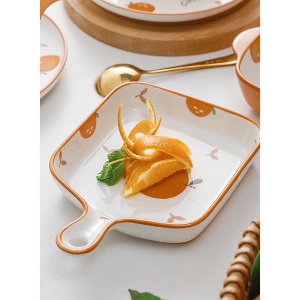 Bát Đĩa Sứ Decor Chén Dĩa Hoạ Tiết Quả Cam Gốm Sứ Cao Cấp Phong Cách Bắc Âu