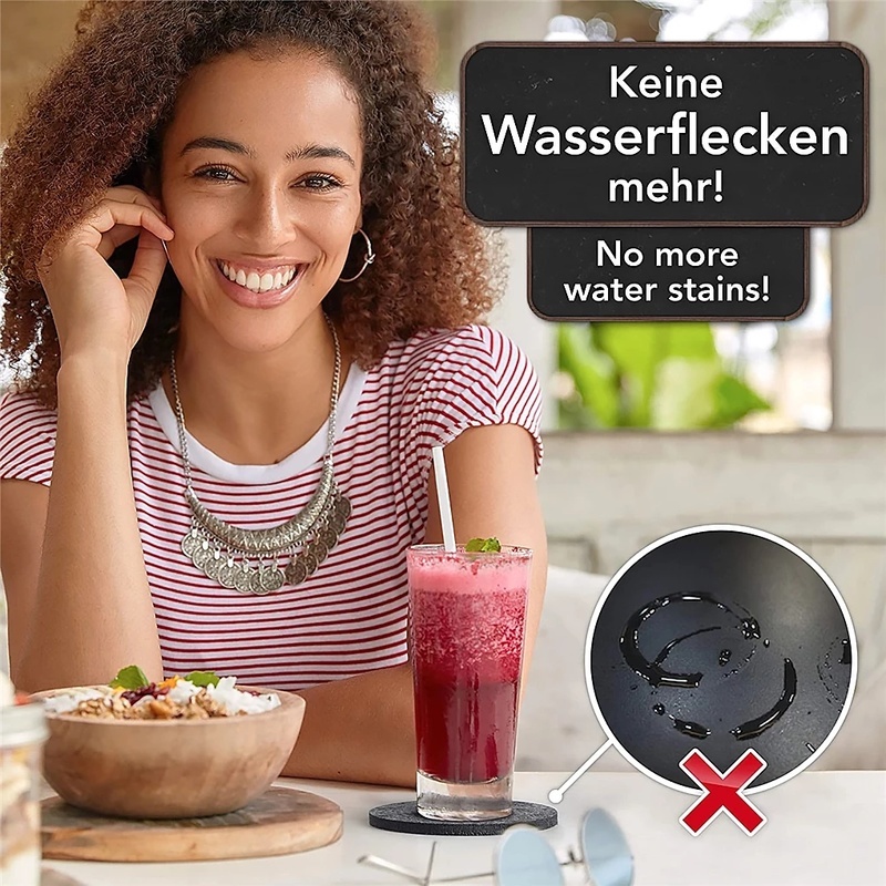 Set 8 Miếng Lót Ly Thấm Hút Nước Cách Nhiệt Hình Tròn/Vuông