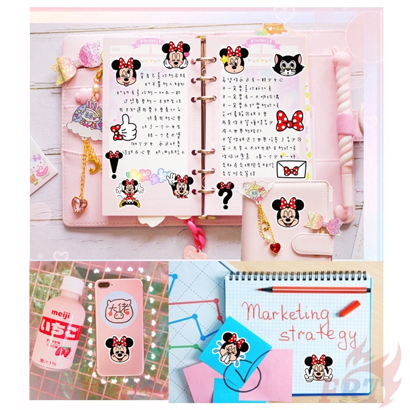 DISNEY DONALD DUCK Minnie Bộ 40 Miếng Dán Hình Chuột Mickey / Vịt Donald 02 Trang Trí Sổ Tay / Album Ảnh / Laptop / Cốc / Điện Thoại Diy