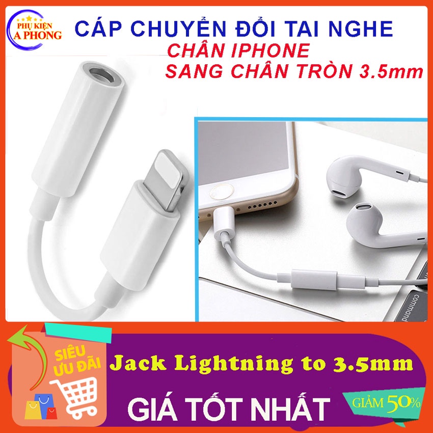 Cáp chuyển đổi chân sạc IPsang tai nghe 3.5mm,cáp chuyển to 3.5mm chân tròn tai nghe[Loại 1 cổng]