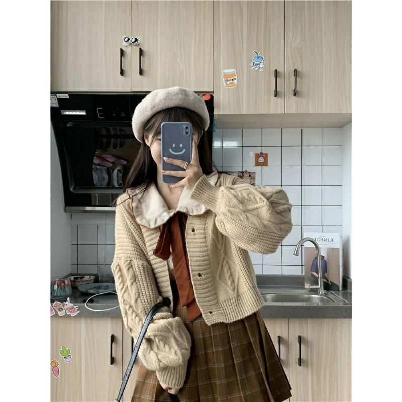 Set áo sơmi + khoác len cardigan + chân váy 🇰🇷