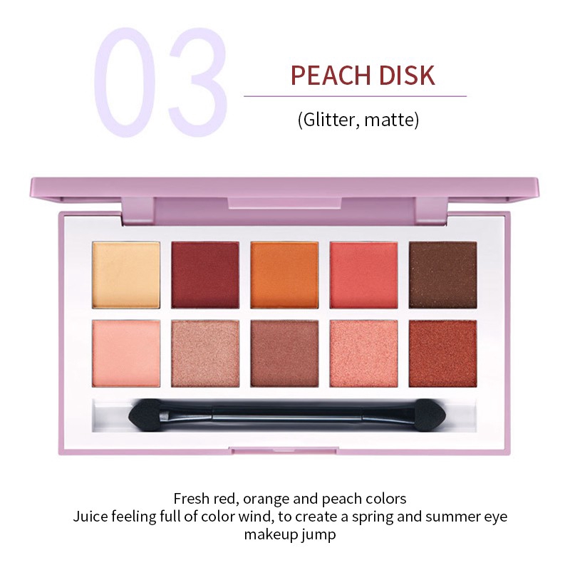 Bảng phấn mắt LAMEILA 10 màu lì lấp lánh chống thấm trang điểm đa năn