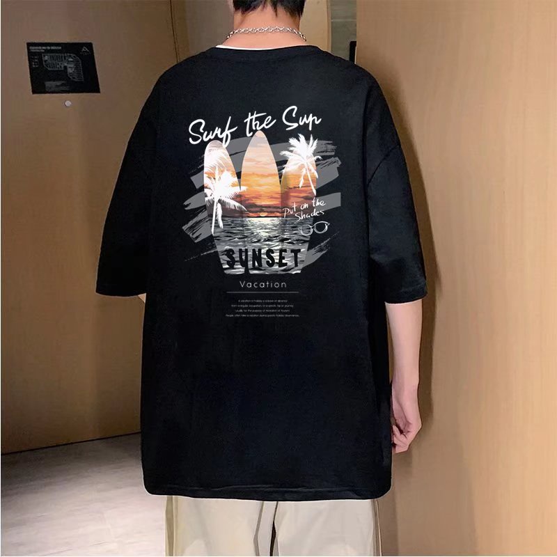 Áo Thun Tay Ngắn Cổ Tròn In Chữ Size M-5XL Phong Cách Hàn Quốc Thời Trang Cho Nam
