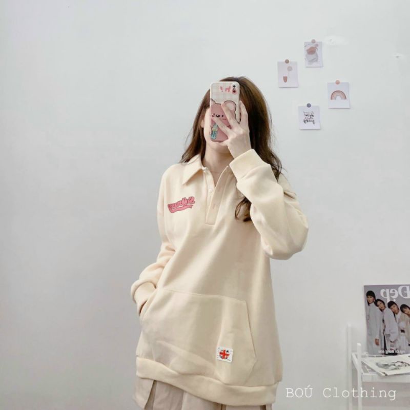 Set áo swater cổ polo chân váy xếp ly nâu có lót trong | BigBuy360 - bigbuy360.vn