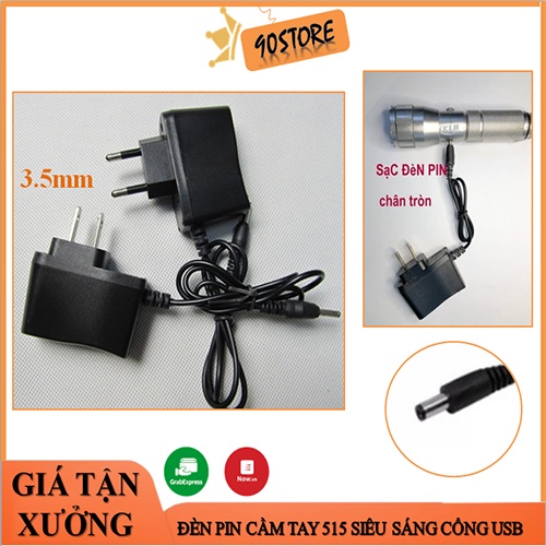 Củ Sạc Cho Đèn Pin Siêu Sáng 3.7v, 4.2v Chân Tròn Cho Đèn Pin đầu 3.5mm