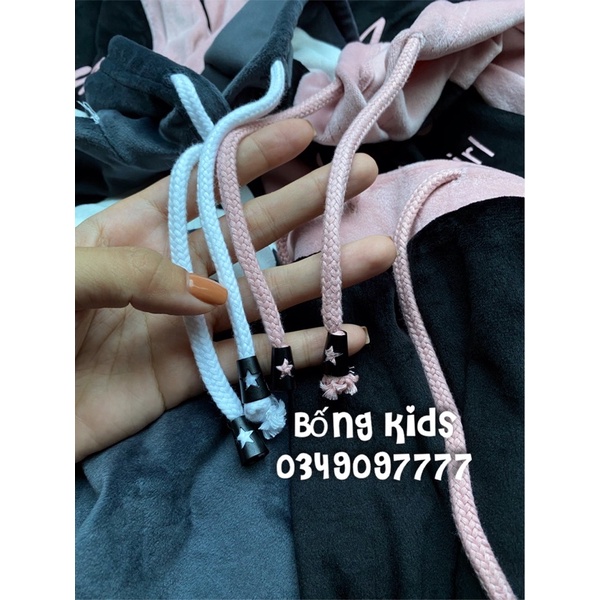 Bộ Nhung Hoodie Bé Gái In Chữ REDTAG(có lỗi in)