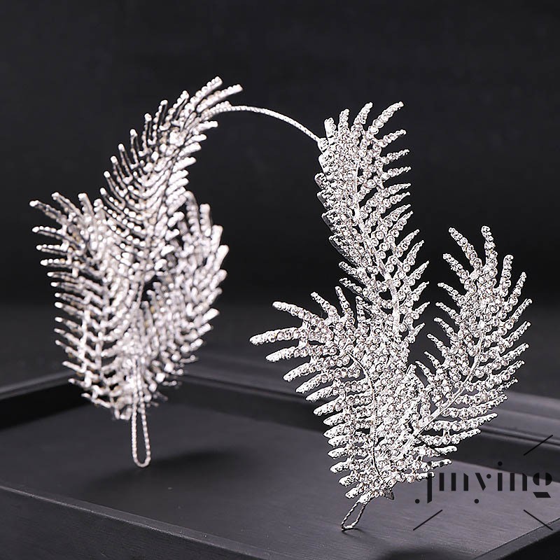 GETNOIVAS Vương miện cài tóc lông vũ phong cách Châu Âu cho cô dâu