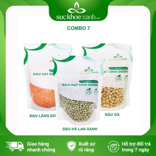 Combo 7 - Đậu gà & Đậu lăng đỏ nguyên hạt & Đậu hà lan xanh nguyên hạt Sức Khỏe Xanh - 500g/túi - Hàng chính hãng