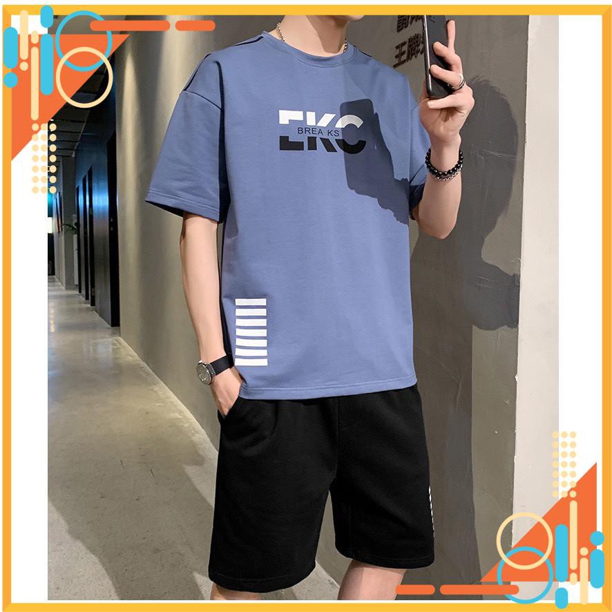 Quần áo hè nam cotton, áo thun cộc tay, áo phông quần đùi thoáng mát, chất liệu cotton mát mẻ, bền vải đẹp màu đen xanh | BigBuy360 - bigbuy360.vn