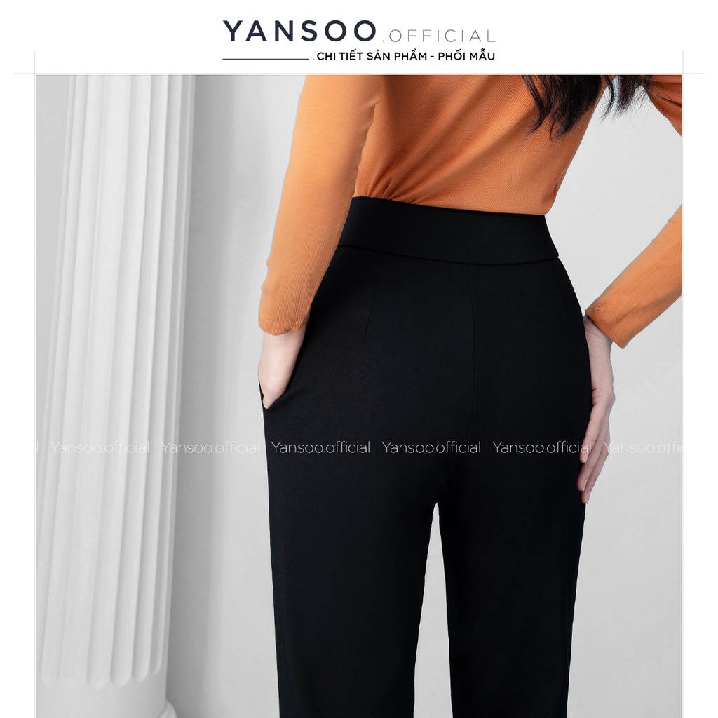 Quần baggy nữ Yansoo lưng cao cạp chun vải Umi co giãn đồ công sở đẹp cao cấp màu đen đi học form chuẩn tôn dáng Q39