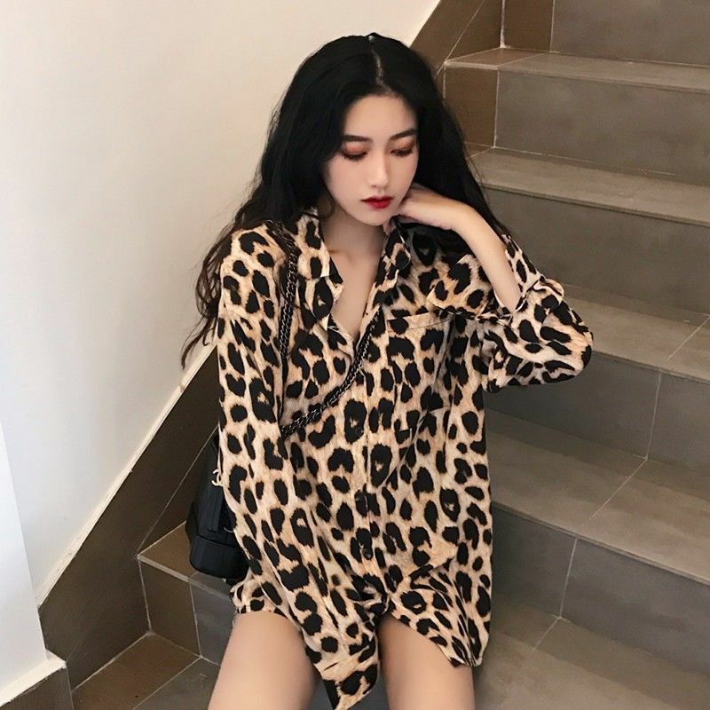 (ÁO NEW THANH LÝ) ÁO SƠ MI LỤA TAY DÀI DA BEO