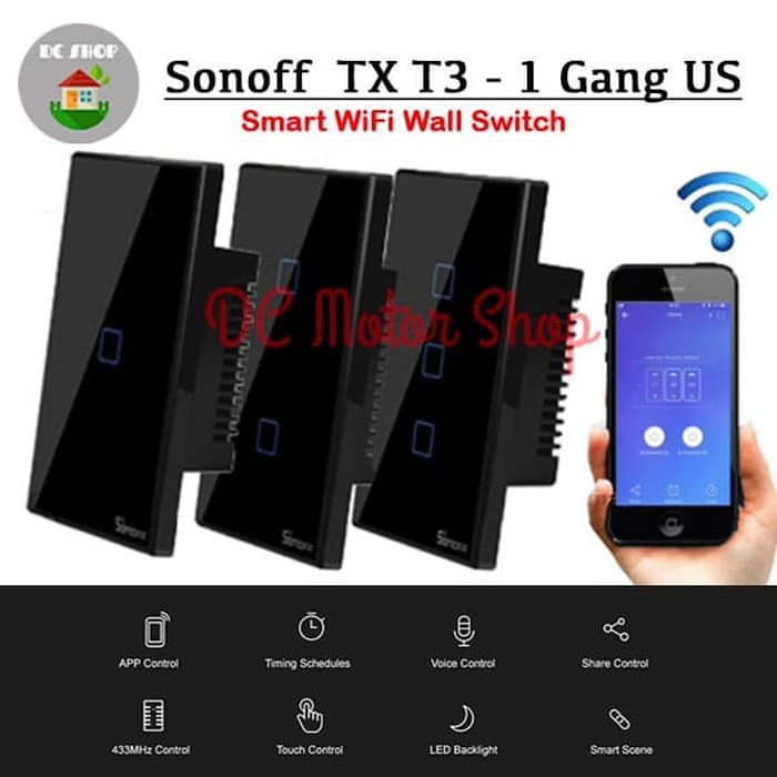 Công Tắc Cảm Ứng Thông Minh Sonoff Touch Tx T3 Us-1gang Rf 433mhz