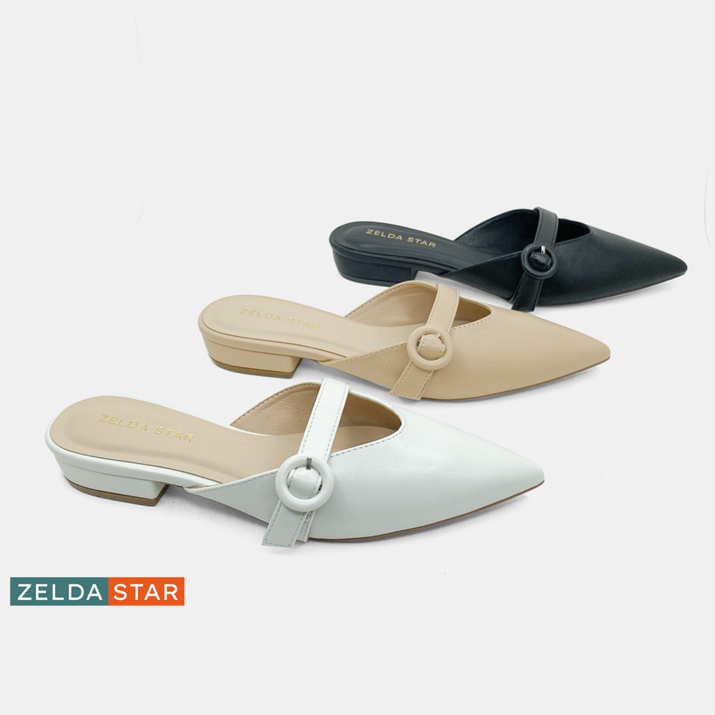 Guốc Zelda Star mũi nhọn cao 2cm phối quai - GN0340121