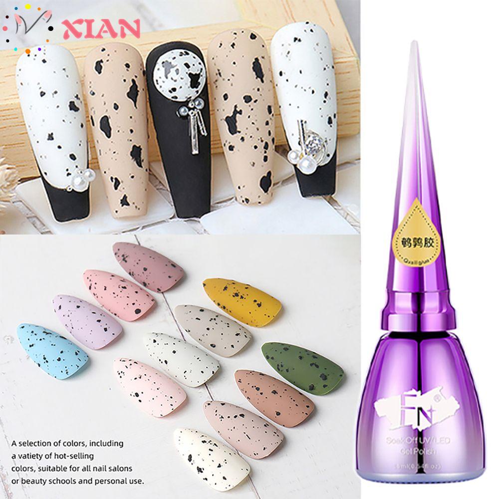 XIANSTORE 15ml Lacquer Egg Shell Nail Gel Nail Art Varnish Black Spot Effect Quail Egg Nail Polish Enamel Nail Polish UV Gel Hybrid Semi Permanent Popular Colors