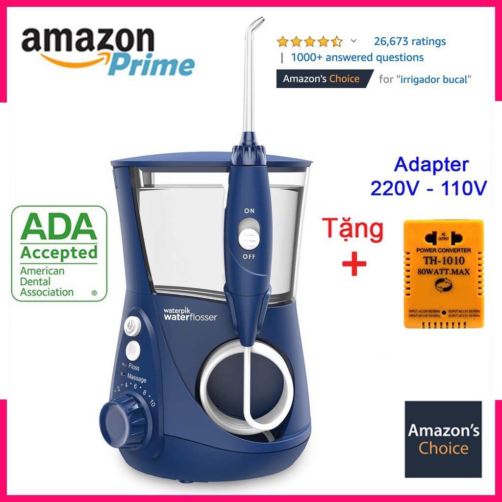 Máy tăm nước Waterpik Water Flosser Electric Dental WP-663, Chứng nhận ADA Y Tế Mỹ - BH 12 tháng- Hàng Mỹ