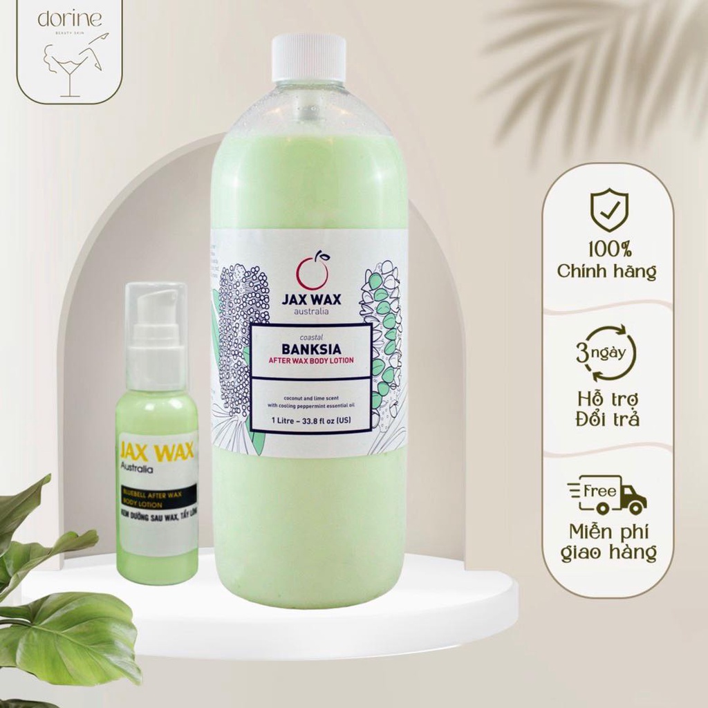 Lotion Banksia dưỡng da wax chuyên dụng, dịu da, ngừa lông mọc ngược jaxwax mùi dừa chanh