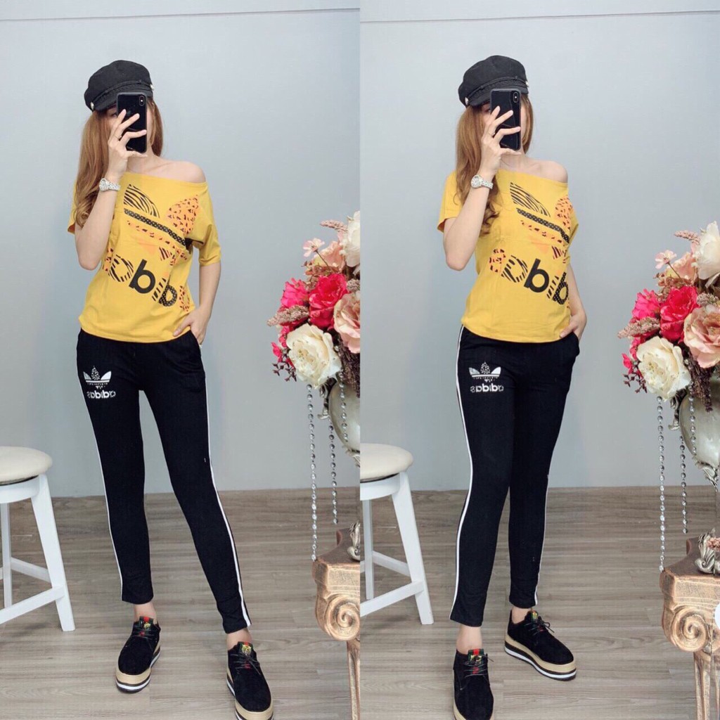 *Đồ bộ nữ vải cotton lệch vai mềm mại thoáng mát không xù không chùn | BigBuy360 - bigbuy360.vn