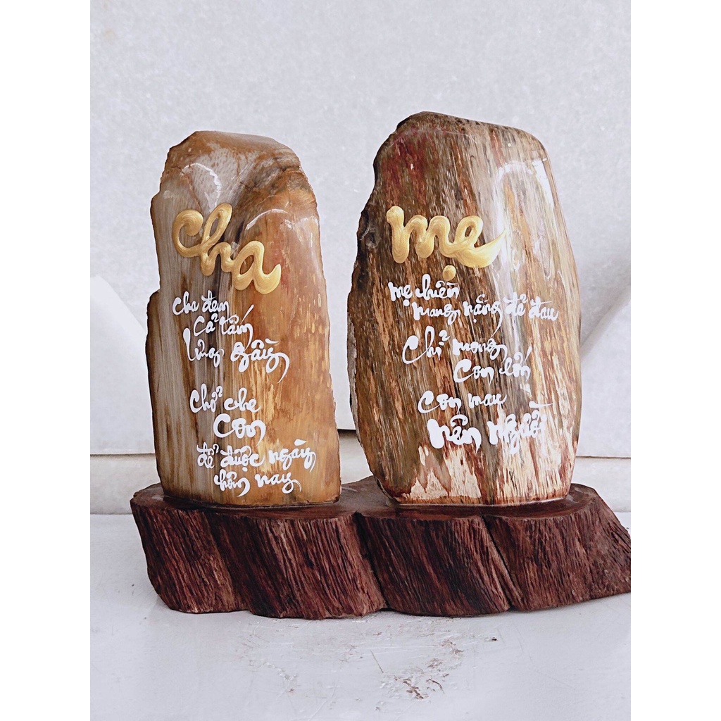 Thư pháp trên Gỗ Hoá Thạch 💯% tự nhiên .(HTTP91, KL: 1,4kg, C: 17cm, R: 17cm), shop nhận làm theo yêu cầu quý khách, Gi
