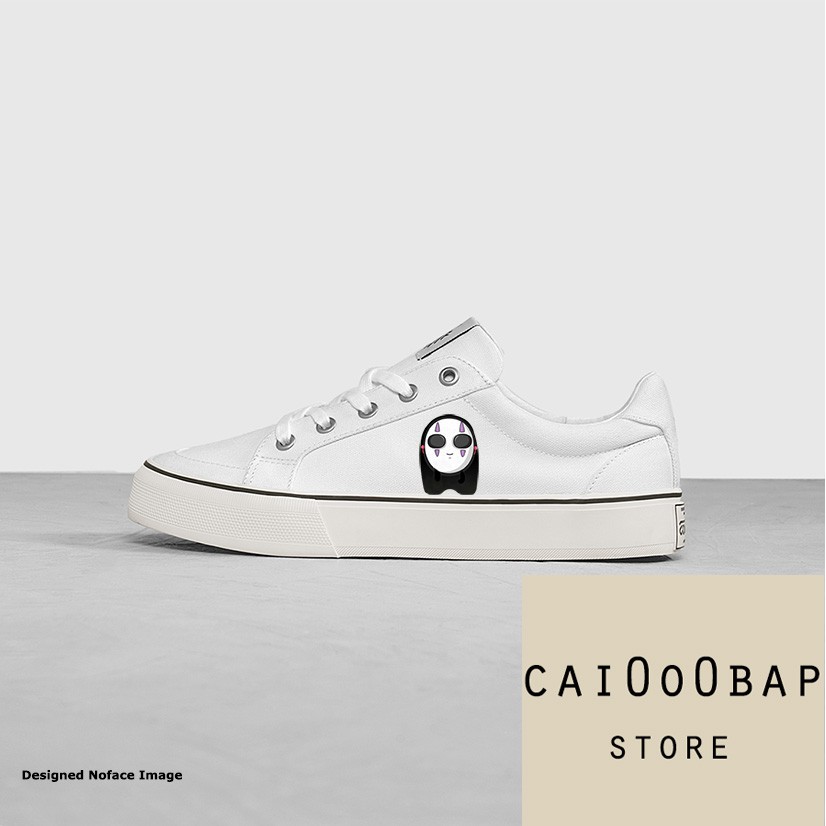 Giày Sneaker Trắng (hãng Ananas) Cổ Thấp Caibapstore Custom Hình Vô Diện và Mèo Đen