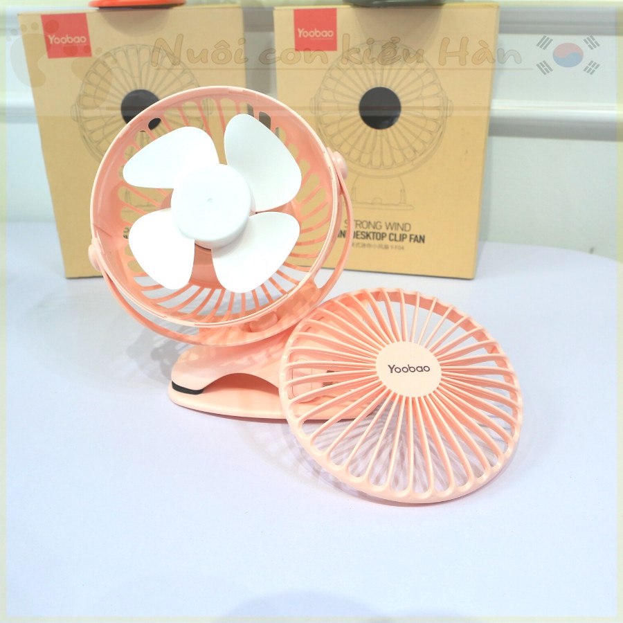 Quạt Kẹp Tích Điện Mini Yoobao 6400mah kẹp Bàn, Xe đẩy, Nôi Cũi, Sử Dụng Phòng Ngủ, Đi Du Lịch