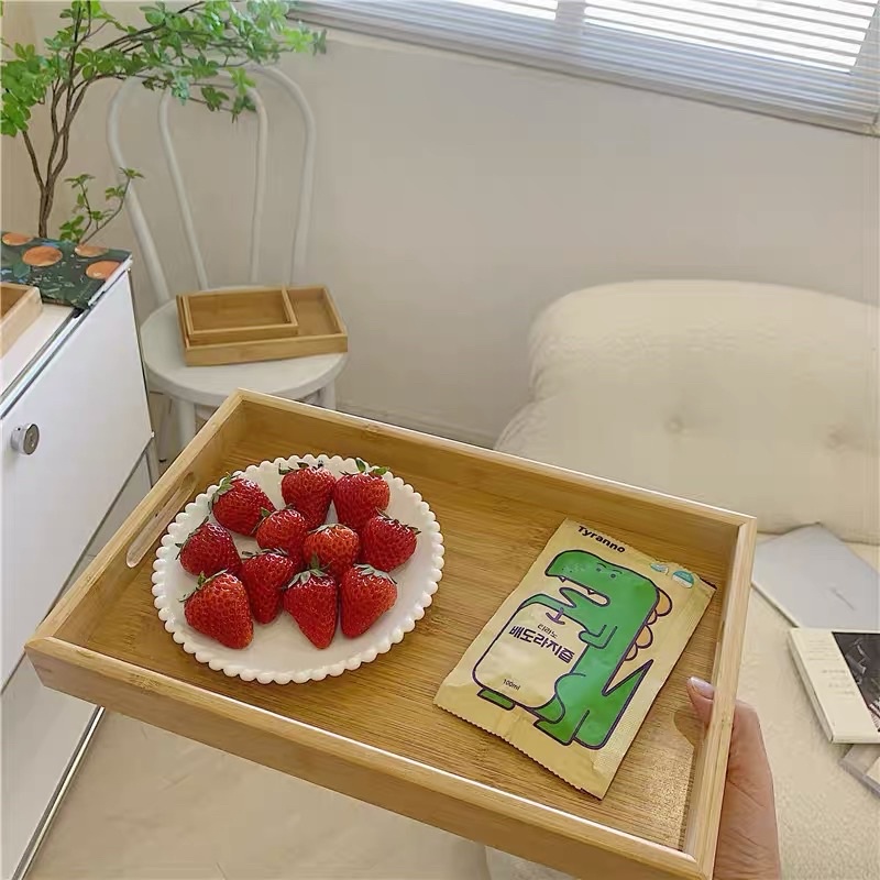 Khay gỗ vuông đựng thức ăn, khay đựng đồ cá nhân, trang trí kiểu Nhật - Décor nhà Sò