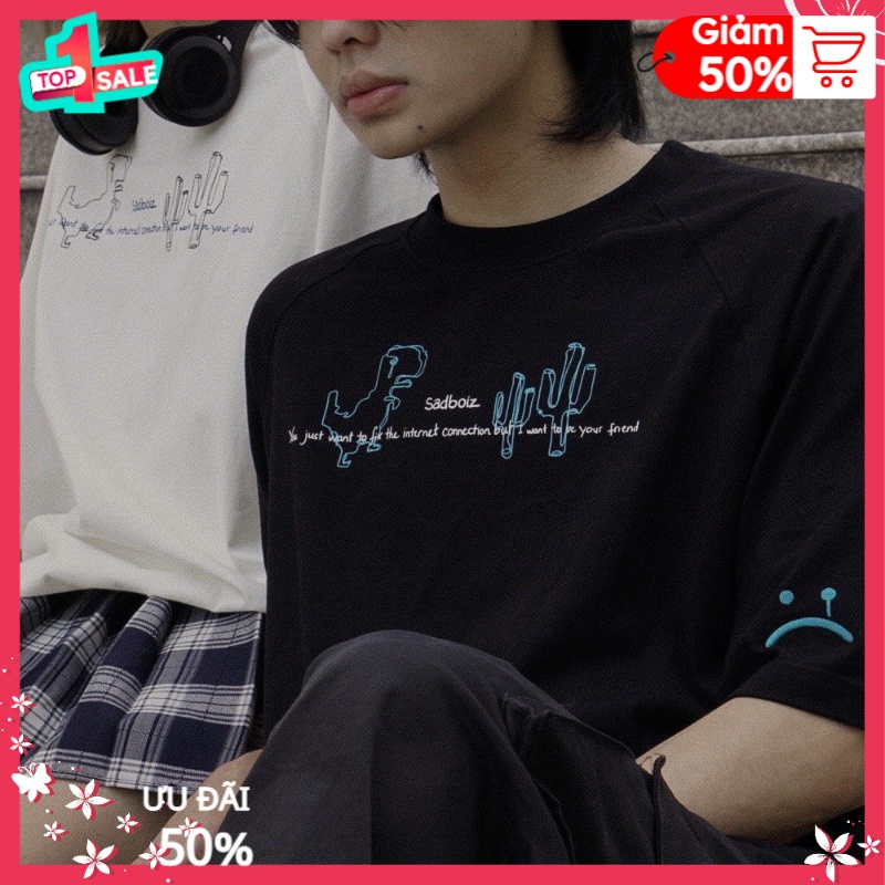 Áo thun nam nữ tay lỡ sad boiz sadtagram ,Áo phông nữ nam form rộng chất cotton co dãn siêu mềm mịn A93