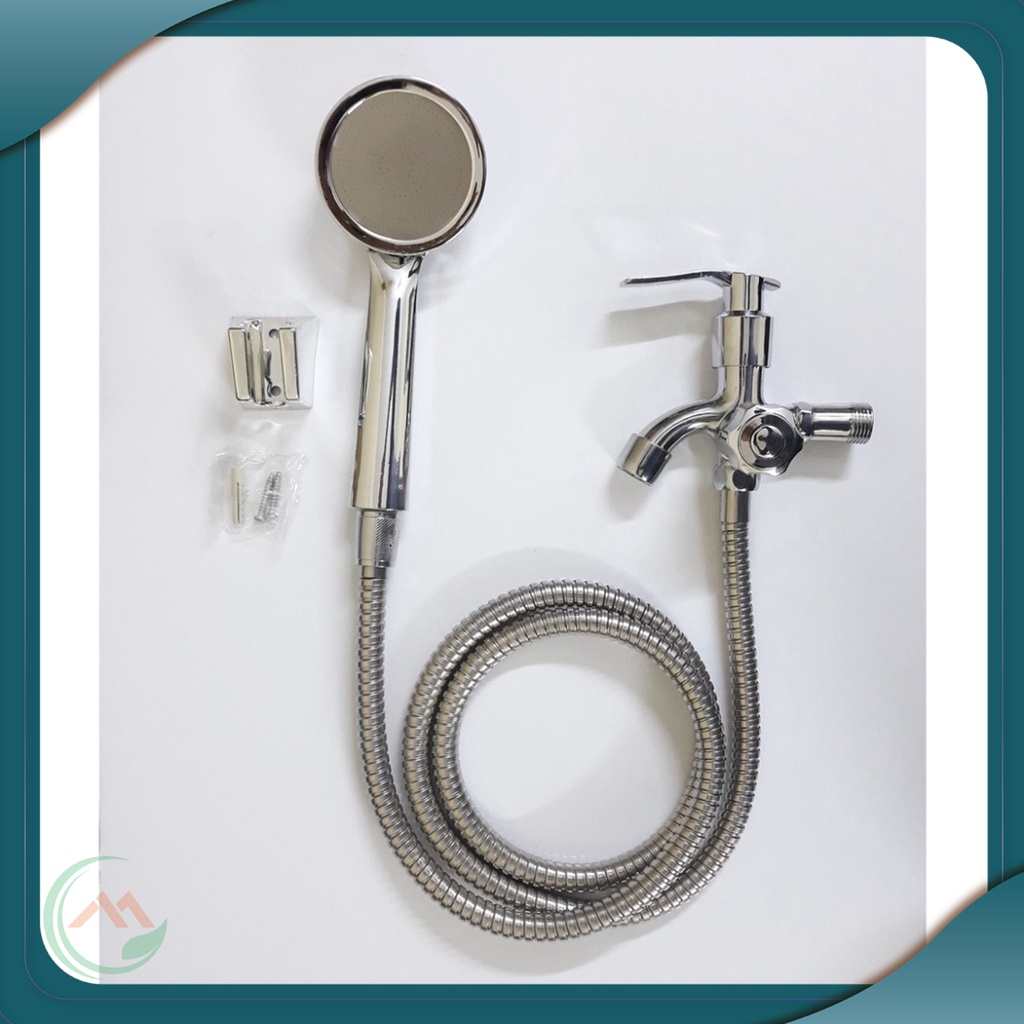 Bộ củ sen và tay sen tăng áp bằng nhựa ABS tròn mỏng hoàn chỉnh 1 đường nước lạnh mạ crome áp lực cao , đủ bộ
