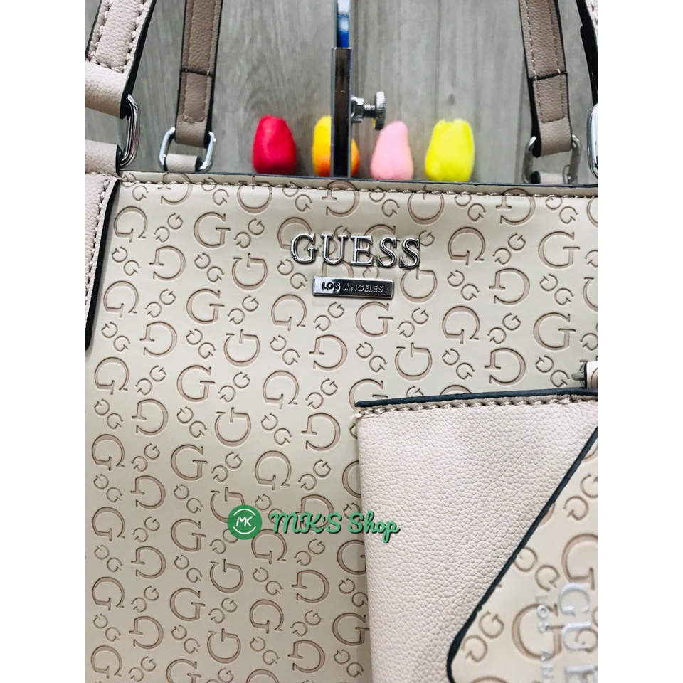 TÚI TOTE ĐEO VAI GUESS MÀU NÂU NHẠT - SIZE 30CM
