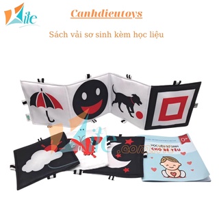 Sách vải sơ sinh đen trắng đỏ (kèm học liệu), kích thích đa giác quan, an toàn tuyệt đối, đạt tiêu chuẩn xuất khẩu