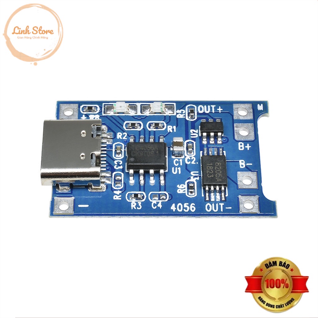 Mạch Sạc Và Xả Pin 18650 TP4056 1A Có Bảo Vệ Chân USB Type C