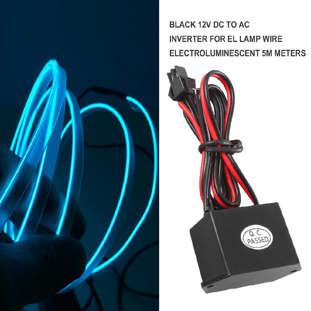 COD⭐Black 12V DC to 120VAC Inverter for EL Lamp Wire Electroluminescent 5M Meters