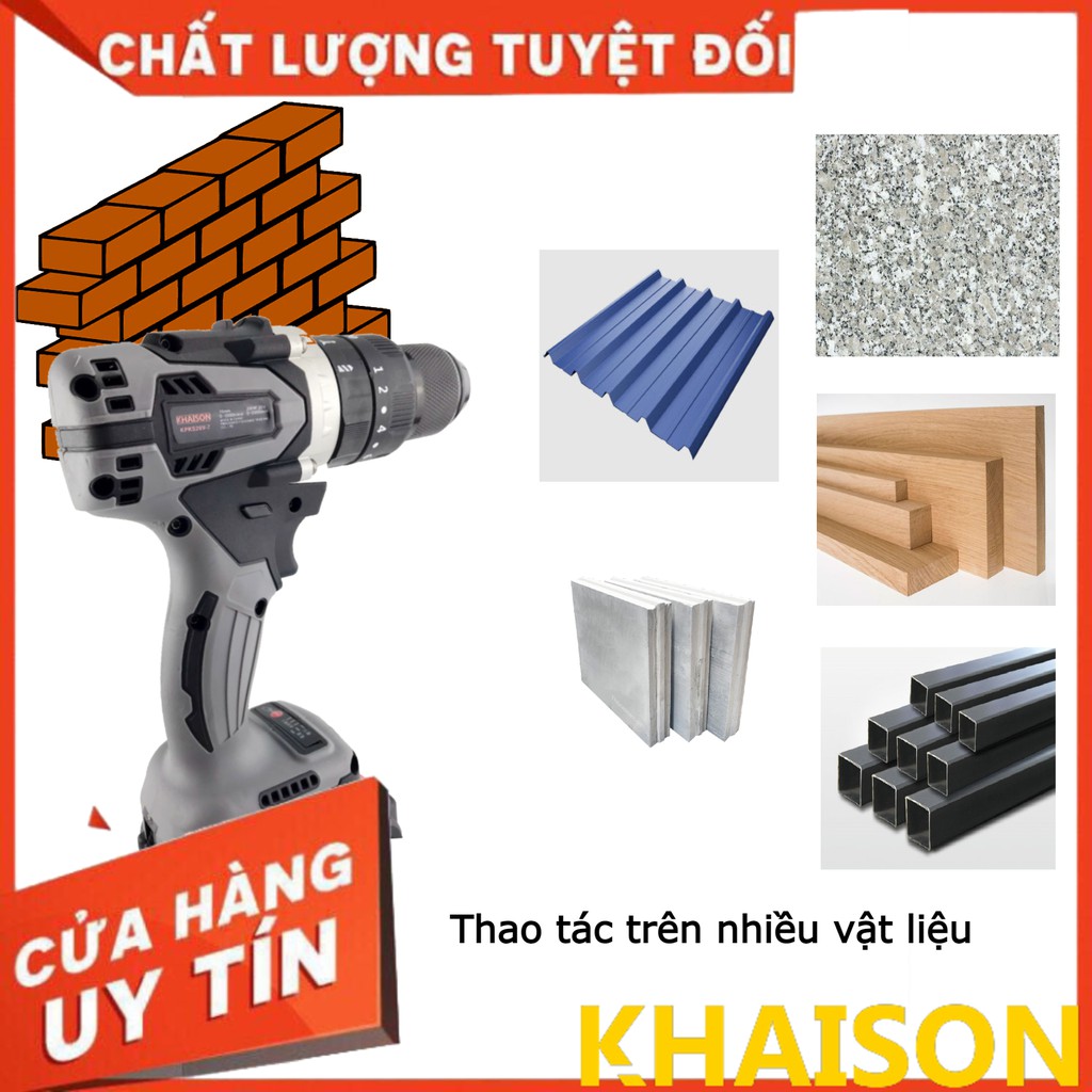 Thân máy khoan pin không chổi than đầu kẹp autolock 13mm 3 chức năng Khaison