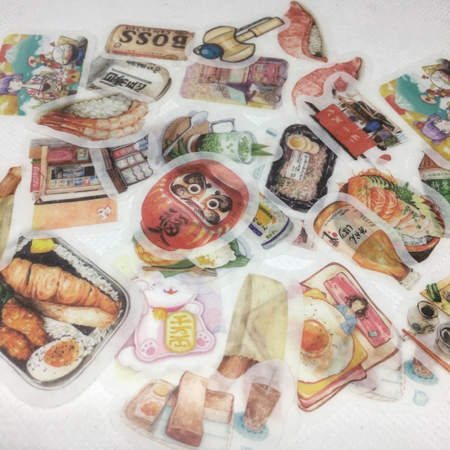 Sticker đồ ăn giấy mờ dán trang trí scrapbook, planner,... size 3cm