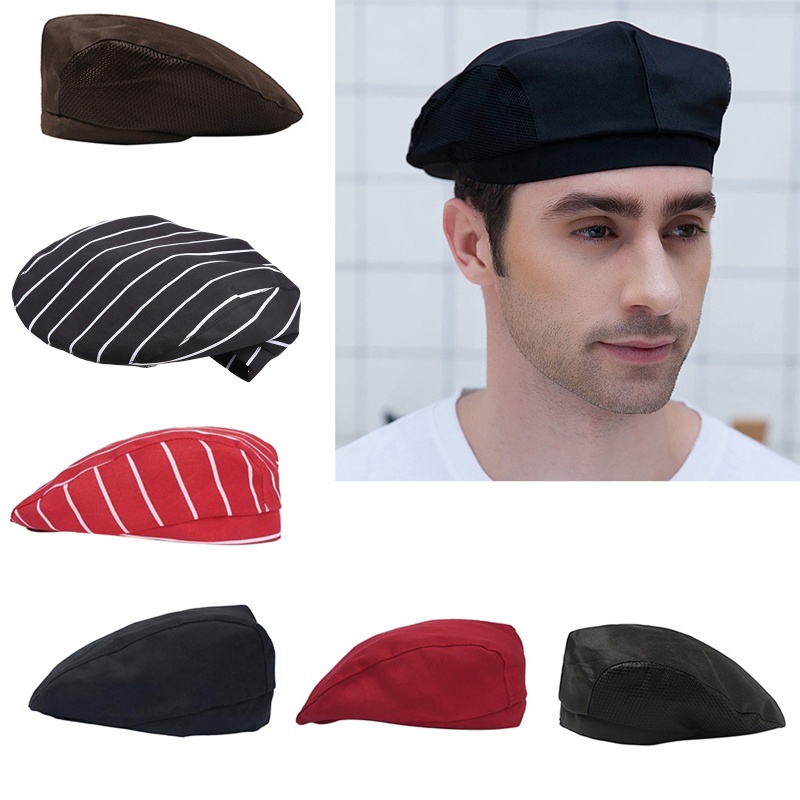 [seve *] Mũ Đầu Bếp Màu Trơn Bằng Cotton Thoáng Khí Cho Nam Và Nữ