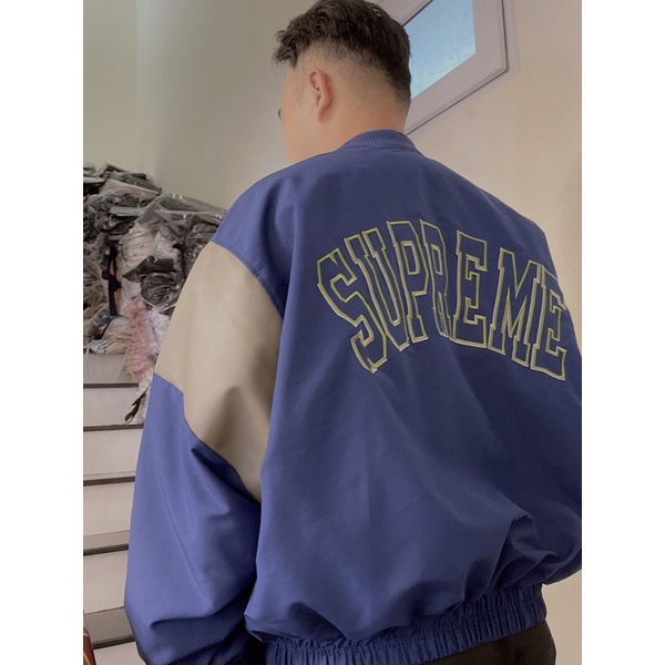 NUSTORE Áo khoác BOMBER UZLLANG form rộng 2 lớp SUPREME