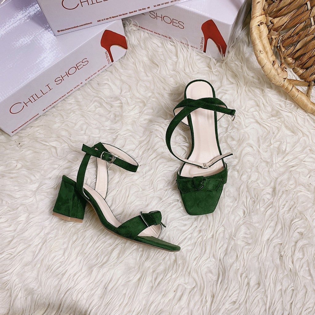 Sandal da lộn phối nơ xinh xắn - 2111