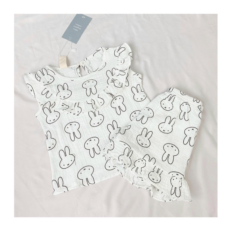 vải xô muslin 2 lớp cao cấp mềm mịn thấm hút siêu đỉnh hình thỏ trắng to