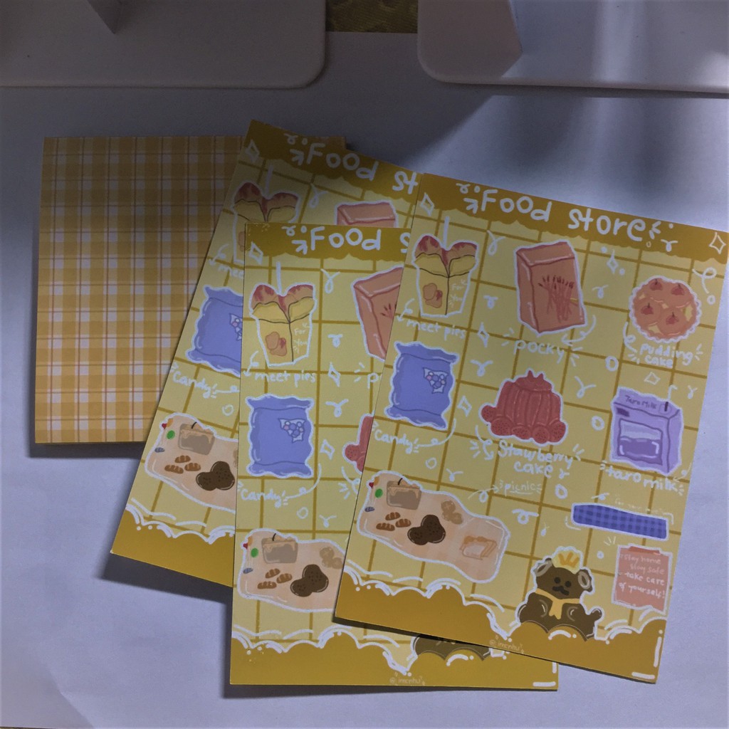 set 3 tấm sticker food store  // imcnhunotes// 3 tấm