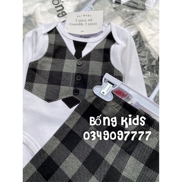 Bộ Bodysuit Bé Trai Công Tử Kẻ Ô PLBaby