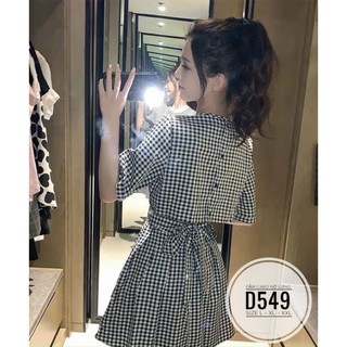 Bigsize Đầm caro nơ lưng D549