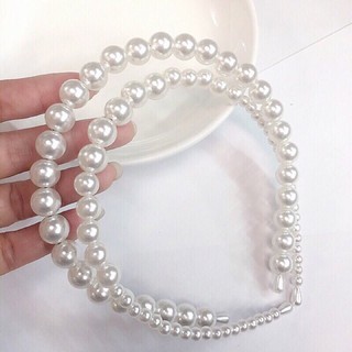 Bờm vintage hạt châ trắng