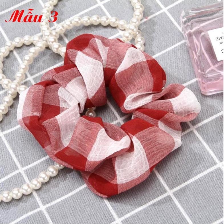 Chun buộc tóc scrunchy vải tơ bồng bềnh C34