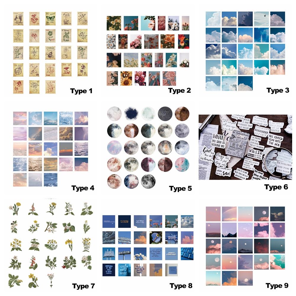 Bộ 46 Miếng Dán Trang Trí Sổ Tay / Nhật Ký Hình Bầu Trời Sao / Mặt Trăng / Bầu Trời Tự Dính Diy